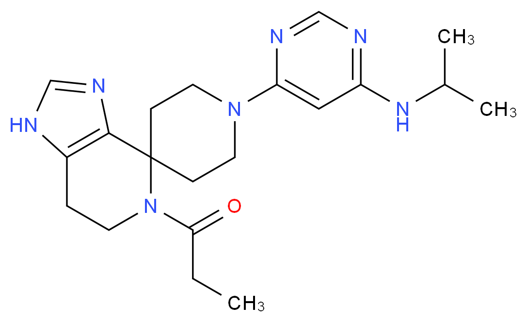 N-isopropyl-6-(5-propionyl-1,5,6,7-tetrahydro-1'H-spiro[imidazo[4,5-c]pyridine-4,4'-piperidin]-1'-yl)pyrimidin-4-amine_Molecular_structure_CAS_)
