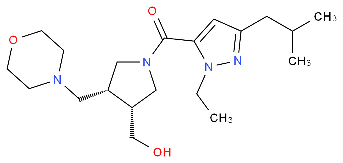 [(3R*,4R*)-1-[(1-ethyl-3-isobutyl-1H-pyrazol-5-yl)carbonyl]-4-(morpholin-4-ylmethyl)pyrrolidin-3-yl]methanol_Molecular_structure_CAS_)
