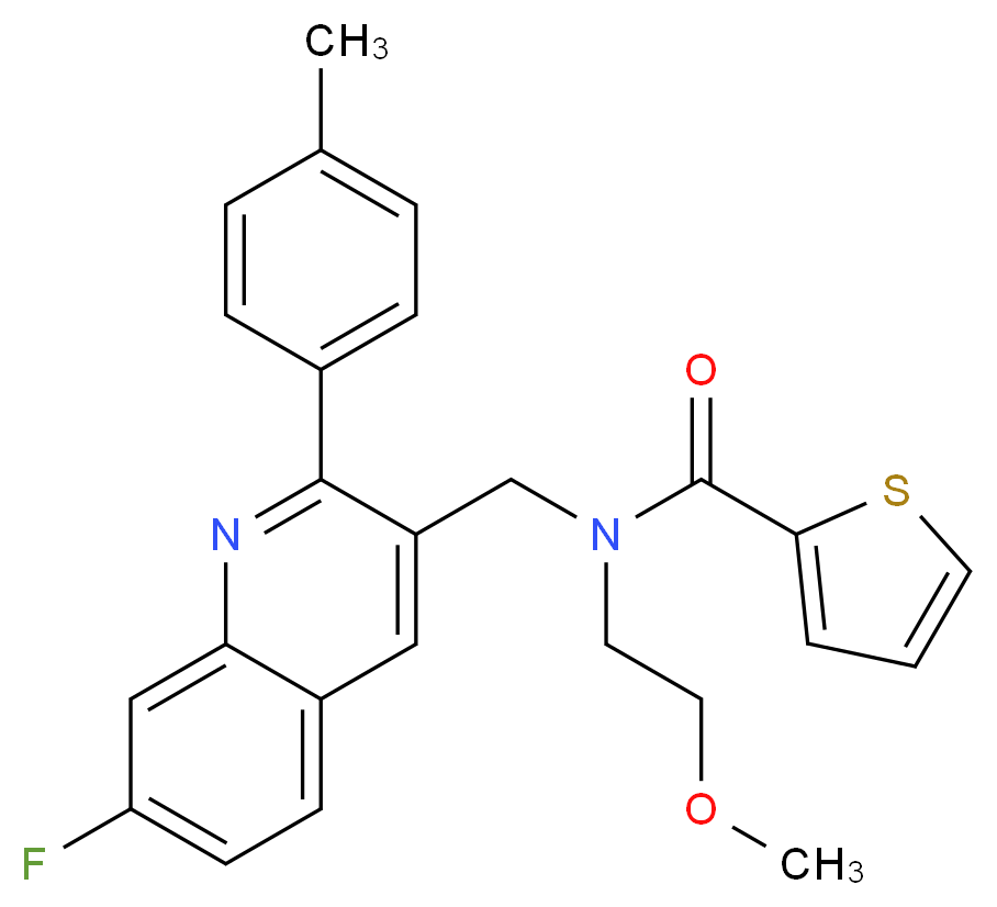 N-{[7-fluoro-2-(4-methylphenyl)-3-quinolinyl]methyl}-N-(2-methoxyethyl)-2-thiophenecarboxamide_Molecular_structure_CAS_)
