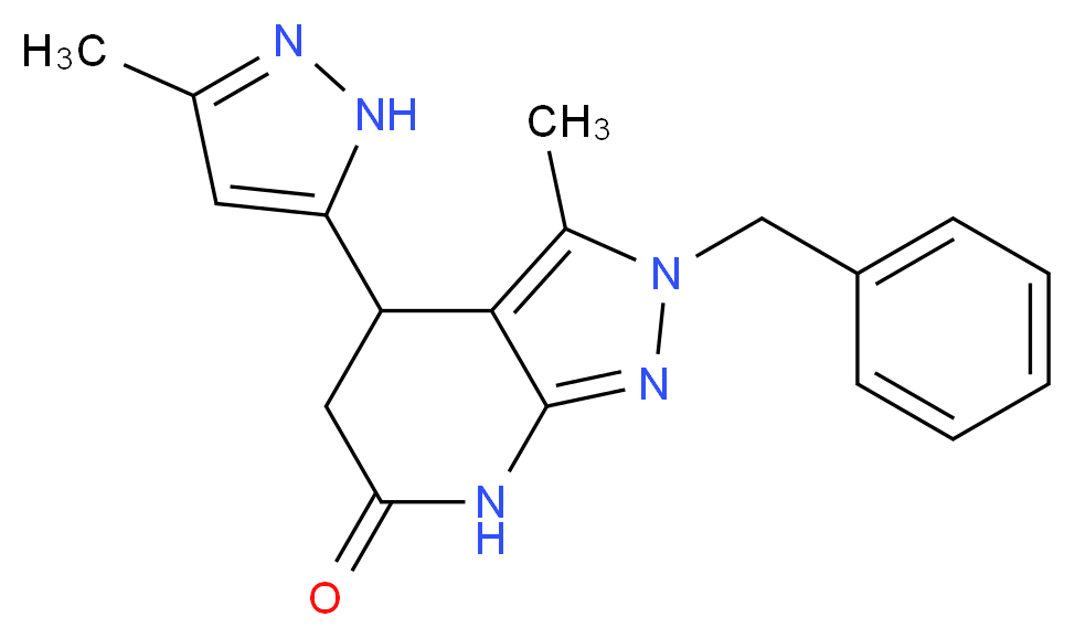2-benzyl-3-methyl-4-(3-methyl-1H-pyrazol-5-yl)-2,4,5,7-tetrahydro-6H-pyrazolo[3,4-b]pyridin-6-one_Molecular_structure_CAS_)