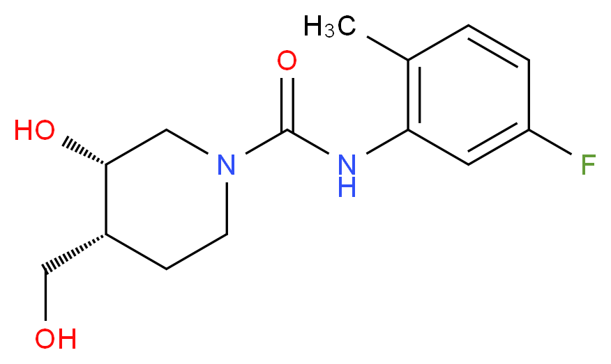 (3S*,4R*)-N-(5-fluoro-2-methylphenyl)-3-hydroxy-4-(hydroxymethyl)-1-piperidinecarboxamide_Molecular_structure_CAS_)