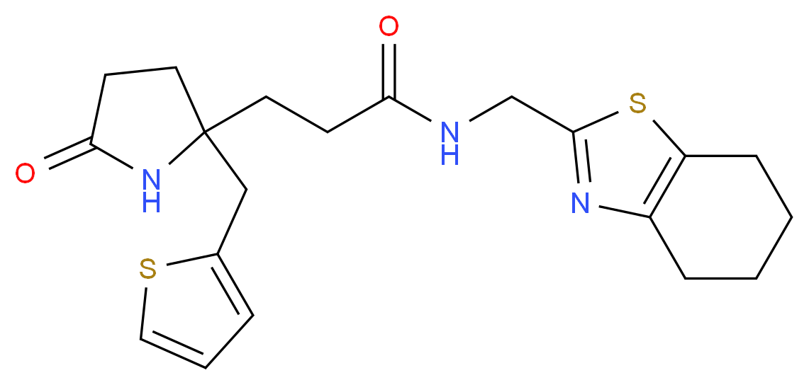 3-[5-oxo-2-(2-thienylmethyl)-2-pyrrolidinyl]-N-(4,5,6,7-tetrahydro-1,3-benzothiazol-2-ylmethyl)propanamide_Molecular_structure_CAS_)