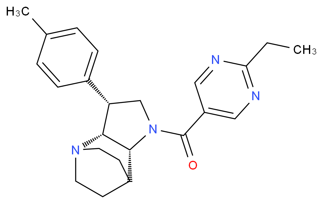 (3R*,3aR*,7aR*)-1-[(2-ethylpyrimidin-5-yl)carbonyl]-3-(4-methylphenyl)octahydro-4,7-ethanopyrrolo[3,2-b]pyridine_Molecular_structure_CAS_)
