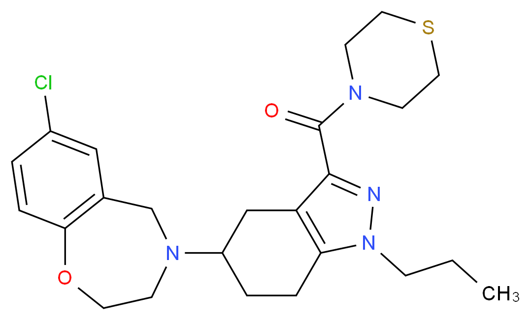 7-chloro-4-[1-propyl-3-(4-thiomorpholinylcarbonyl)-4,5,6,7-tetrahydro-1H-indazol-5-yl]-2,3,4,5-tetrahydro-1,4-benzoxazepine_Molecular_structure_CAS_)