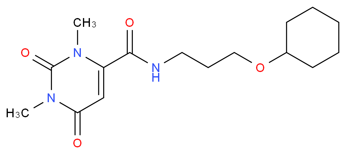 N-[3-(cyclohexyloxy)propyl]-1,3-dimethyl-2,6-dioxo-1,2,3,6-tetrahydropyrimidine-4-carboxamide_Molecular_structure_CAS_)
