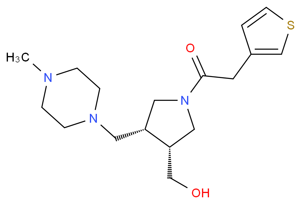 [(3R*,4R*)-4-[(4-methyl-1-piperazinyl)methyl]-1-(3-thienylacetyl)-3-pyrrolidinyl]methanol_Molecular_structure_CAS_)