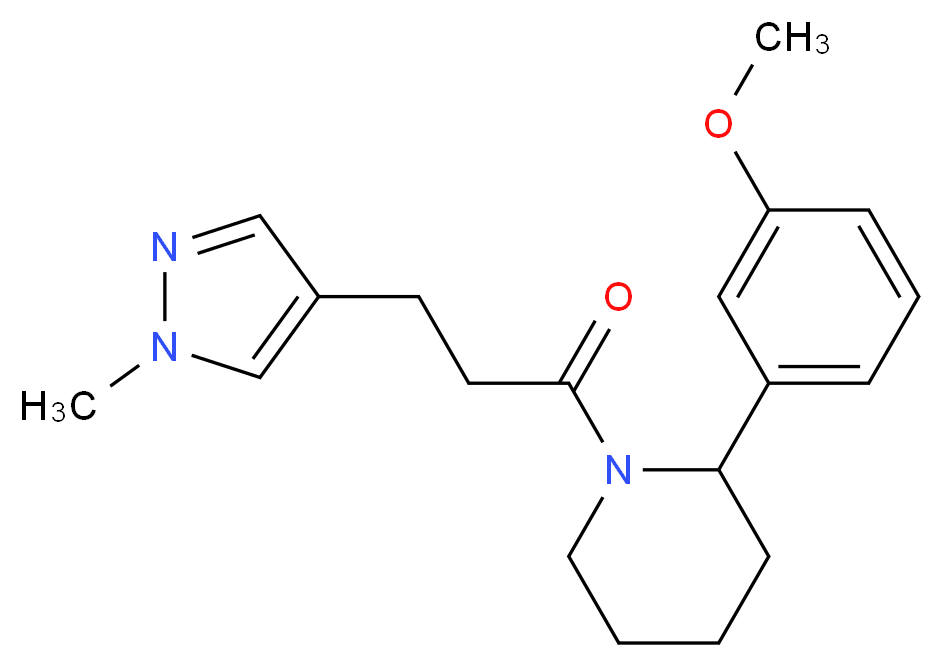 2-(3-methoxyphenyl)-1-[3-(1-methyl-1H-pyrazol-4-yl)propanoyl]piperidine_Molecular_structure_CAS_)