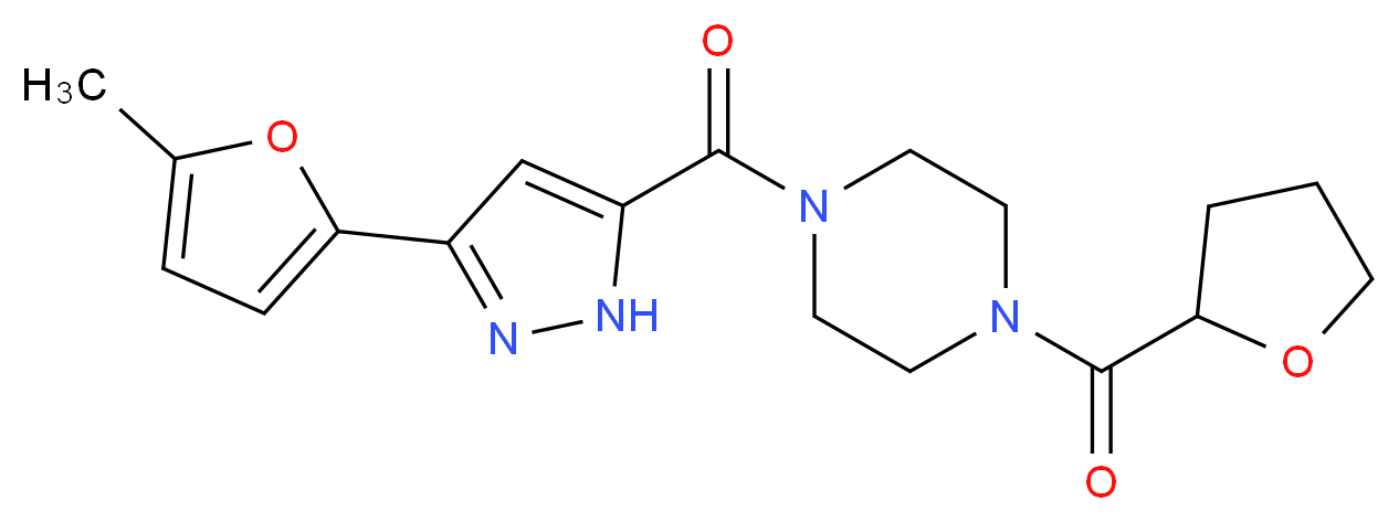 1-{[3-(5-methyl-2-furyl)-1H-pyrazol-5-yl]carbonyl}-4-(tetrahydro-2-furanylcarbonyl)piperazine_Molecular_structure_CAS_)