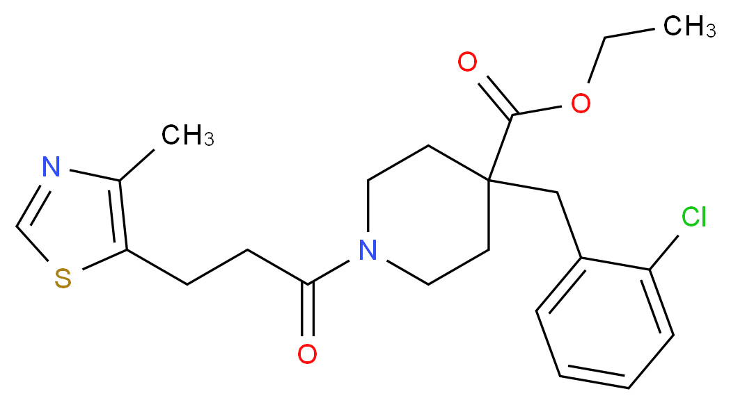 ethyl 4-(2-chlorobenzyl)-1-[3-(4-methyl-1,3-thiazol-5-yl)propanoyl]-4-piperidinecarboxylate_Molecular_structure_CAS_)