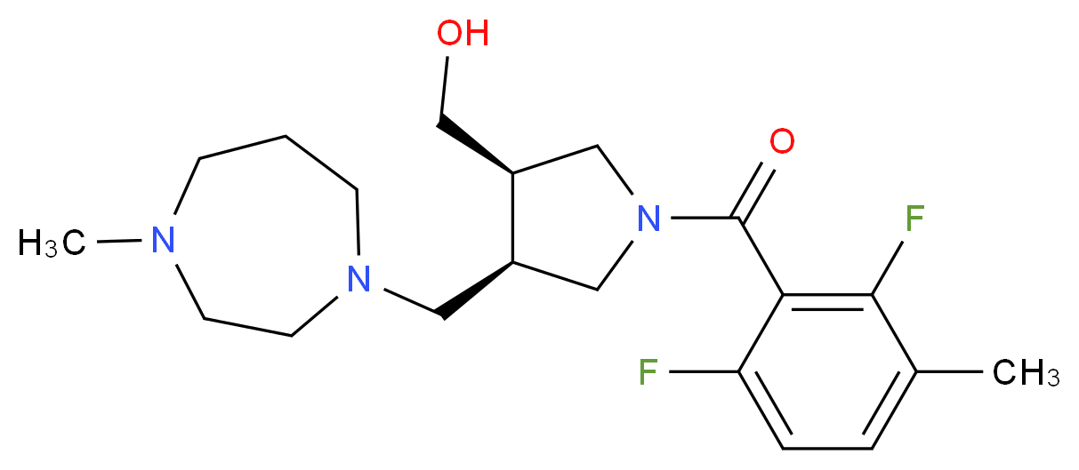 {(3R*,4R*)-1-(2,6-difluoro-3-methylbenzoyl)-4-[(4-methyl-1,4-diazepan-1-yl)methyl]pyrrolidin-3-yl}methanol_Molecular_structure_CAS_)