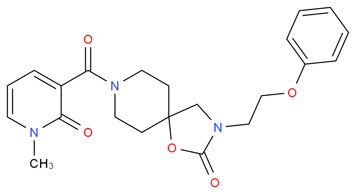 8-[(1-methyl-2-oxo-1,2-dihydropyridin-3-yl)carbonyl]-3-(2-phenoxyethyl)-1-oxa-3,8-diazaspiro[4.5]decan-2-one_Molecular_structure_CAS_)