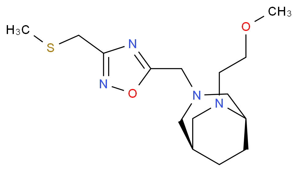 (1S*,5R*)-6-(2-methoxyethyl)-3-({3-[(methylthio)methyl]-1,2,4-oxadiazol-5-yl}methyl)-3,6-diazabicyclo[3.2.2]nonane_Molecular_structure_CAS_)