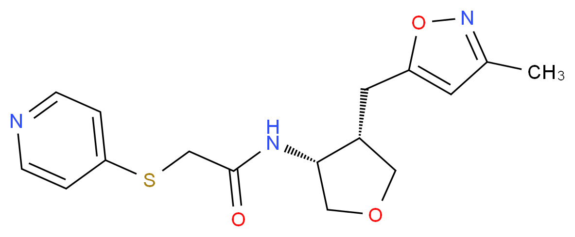N-{(3R*,4S*)-4-[(3-methylisoxazol-5-yl)methyl]tetrahydrofuran-3-yl}-2-(pyridin-4-ylthio)acetamide_Molecular_structure_CAS_)