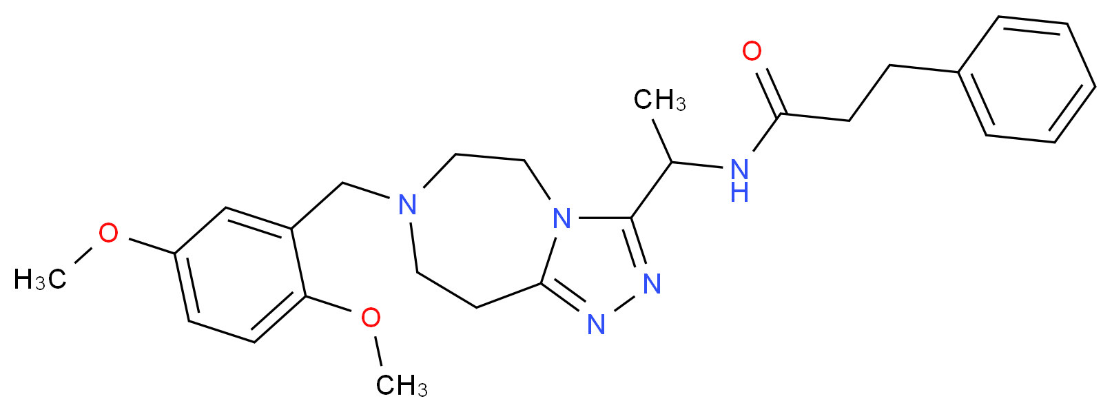 N-{1-[7-(2,5-dimethoxybenzyl)-6,7,8,9-tetrahydro-5H-[1,2,4]triazolo[4,3-d][1,4]diazepin-3-yl]ethyl}-3-phenylpropanamide_Molecular_structure_CAS_)