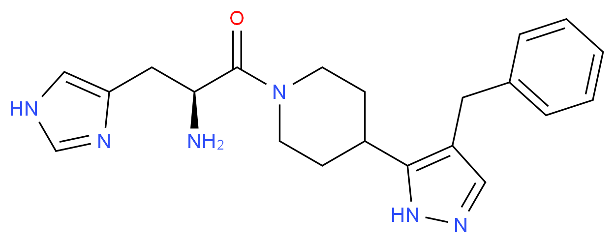 (2S)-1-[4-(4-benzyl-1H-pyrazol-5-yl)piperidin-1-yl]-3-(1H-imidazol-4-yl)-1-oxopropan-2-amine_Molecular_structure_CAS_)
