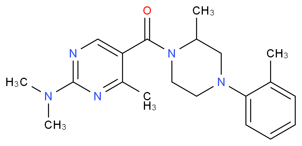 N,N,4-trimethyl-5-{[2-methyl-4-(2-methylphenyl)-1-piperazinyl]carbonyl}-2-pyrimidinamine_Molecular_structure_CAS_)
