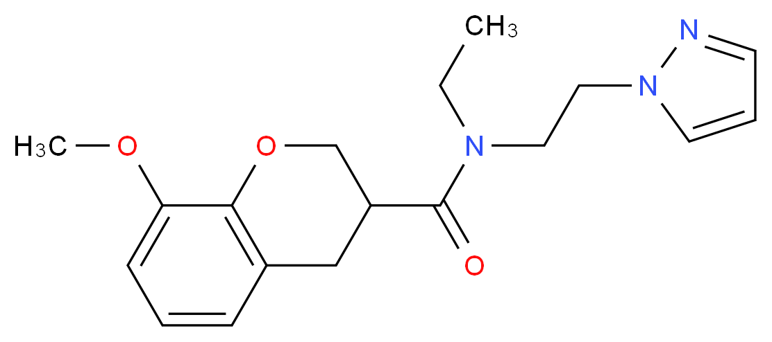 N-ethyl-8-methoxy-N-[2-(1H-pyrazol-1-yl)ethyl]-3-chromanecarboxamide_Molecular_structure_CAS_)