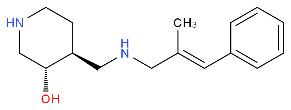 (3S*,4S*)-4-({[(2E)-2-methyl-3-phenylprop-2-en-1-yl]amino}methyl)piperidin-3-ol_Molecular_structure_CAS_)