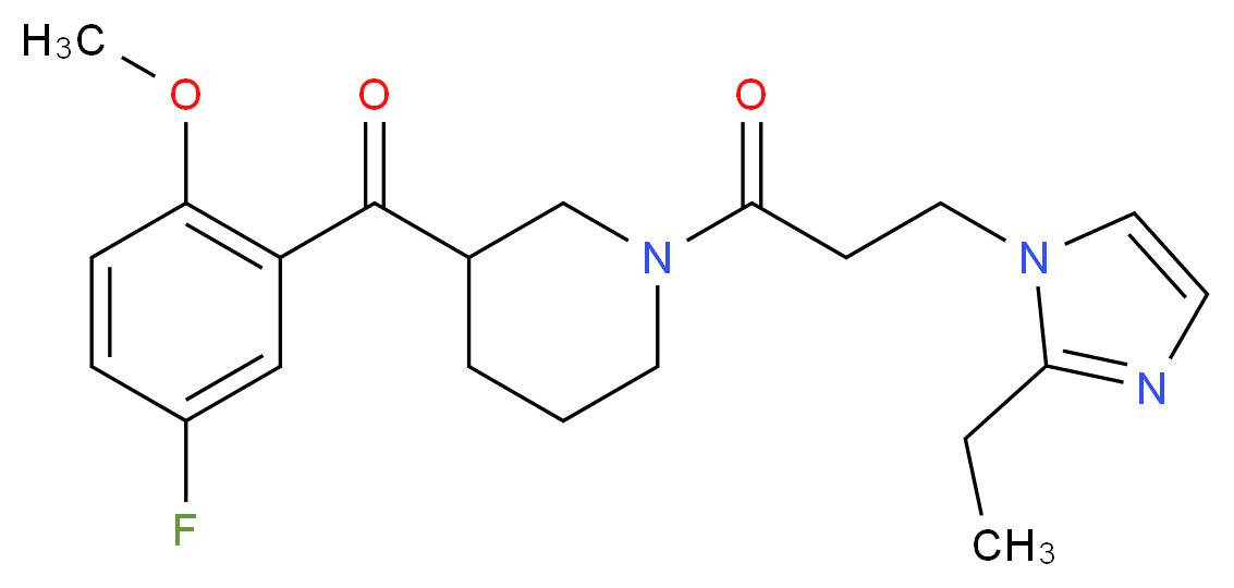 {1-[3-(2-ethyl-1H-imidazol-1-yl)propanoyl]-3-piperidinyl}(5-fluoro-2-methoxyphenyl)methanone_Molecular_structure_CAS_)