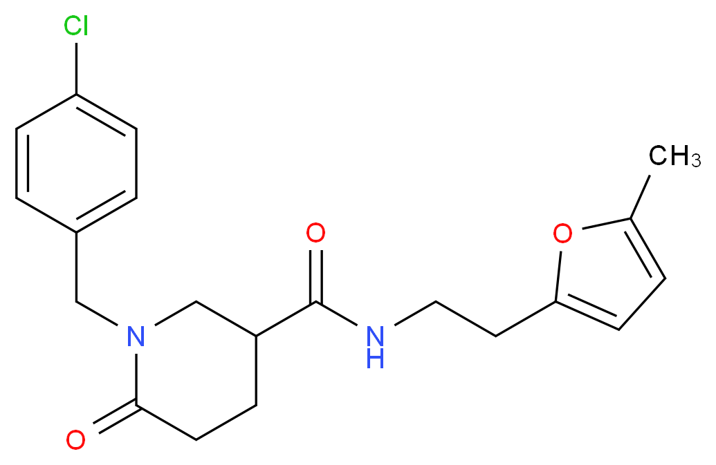 1-(4-chlorobenzyl)-N-[2-(5-methyl-2-furyl)ethyl]-6-oxo-3-piperidinecarboxamide_Molecular_structure_CAS_)