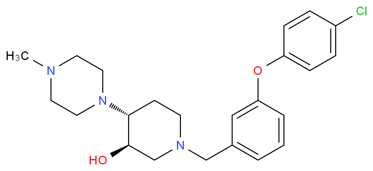 (3R*,4R*)-1-[3-(4-chlorophenoxy)benzyl]-4-(4-methyl-1-piperazinyl)-3-piperidinol_Molecular_structure_CAS_)