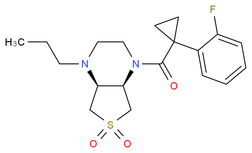 (4aS*,7aR*)-1-{[1-(2-fluorophenyl)cyclopropyl]carbonyl}-4-propyloctahydrothieno[3,4-b]pyrazine 6,6-dioxide_Molecular_structure_CAS_)