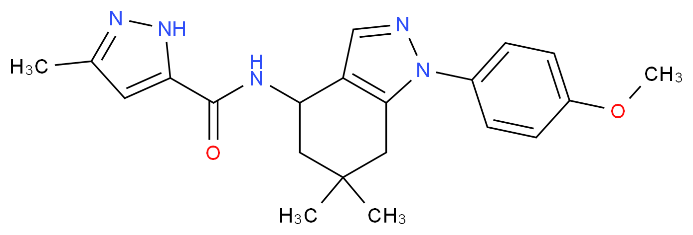 N-[1-(4-methoxyphenyl)-6,6-dimethyl-4,5,6,7-tetrahydro-1H-indazol-4-yl]-3-methyl-1H-pyrazole-5-carboxamide_Molecular_structure_CAS_)
