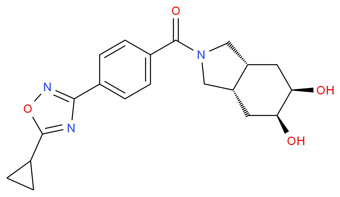 (3aR*,5R*,6S*,7aS*)-2-[4-(5-cyclopropyl-1,2,4-oxadiazol-3-yl)benzoyl]octahydro-1H-isoindole-5,6-diol_Molecular_structure_CAS_)
