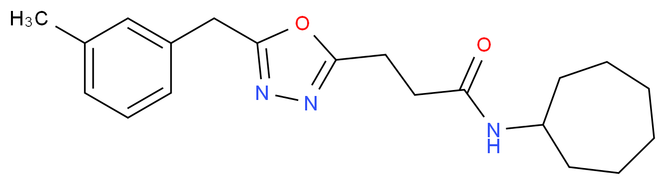 N-cycloheptyl-3-[5-(3-methylbenzyl)-1,3,4-oxadiazol-2-yl]propanamide_Molecular_structure_CAS_)