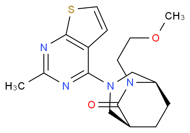 (1S*,5R*)-6-(2-methoxyethyl)-3-(2-methylthieno[2,3-d]pyrimidin-4-yl)-3,6-diazabicyclo[3.2.2]nonan-7-one_Molecular_structure_CAS_)