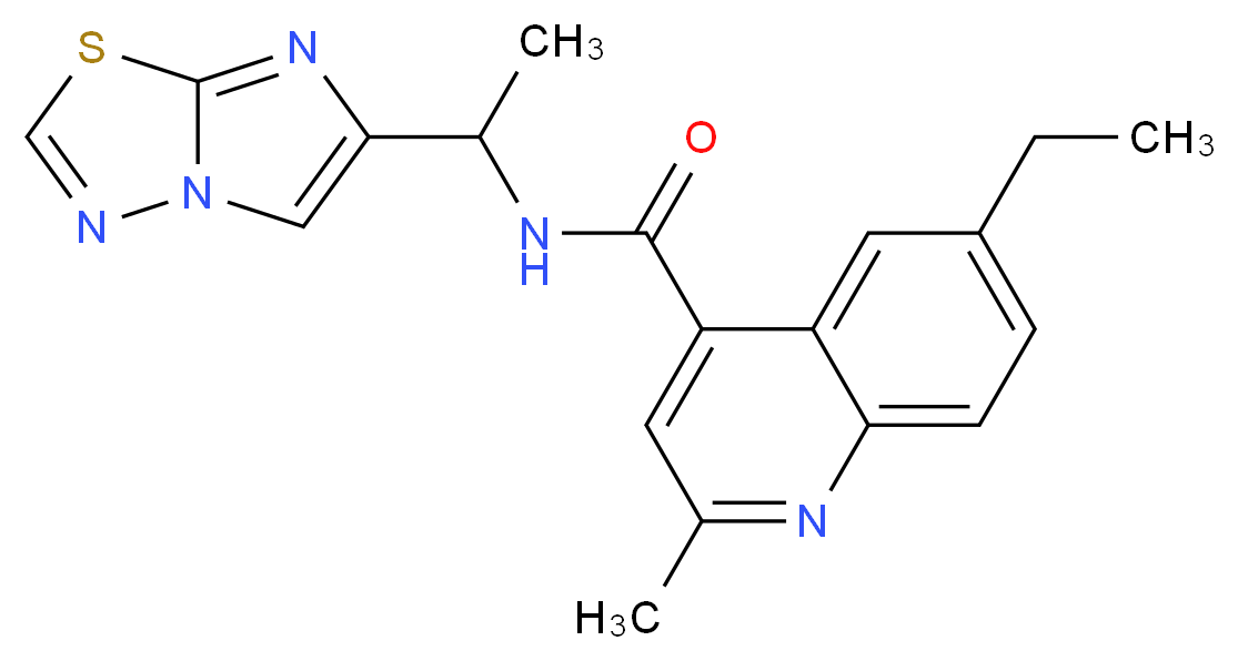 6-ethyl-N-(1-imidazo[2,1-b][1,3,4]thiadiazol-6-ylethyl)-2-methyl-4-quinolinecarboxamide_Molecular_structure_CAS_)