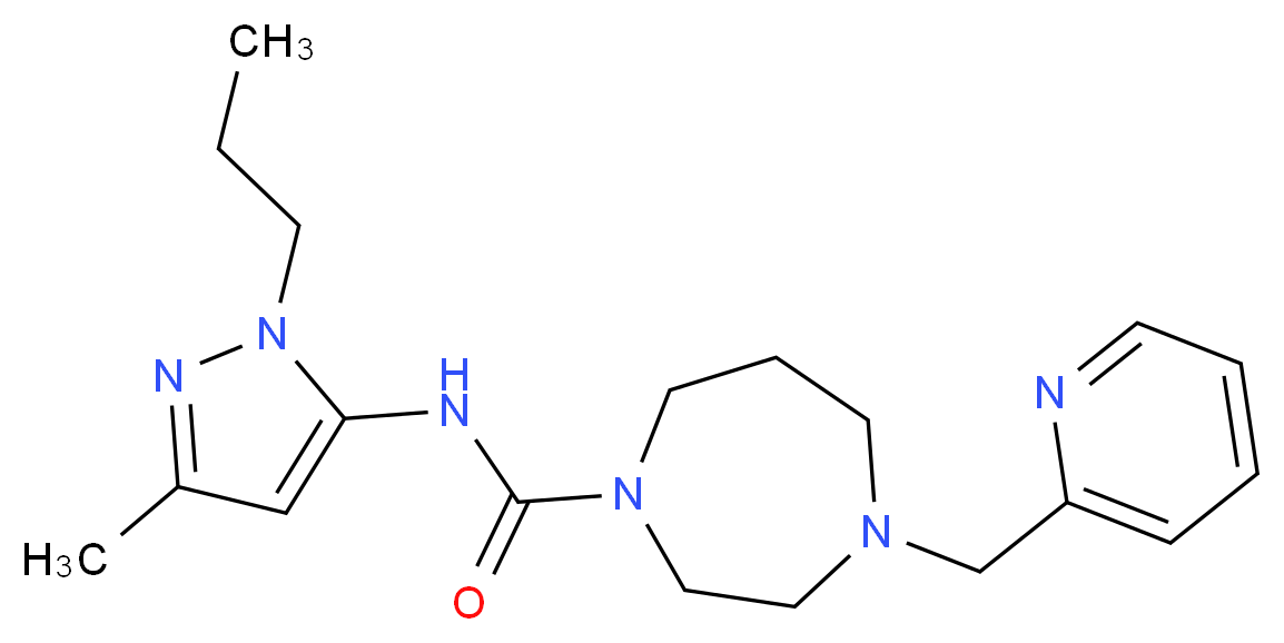 N-(3-methyl-1-propyl-1H-pyrazol-5-yl)-4-(pyridin-2-ylmethyl)-1,4-diazepane-1-carboxamide_Molecular_structure_CAS_)