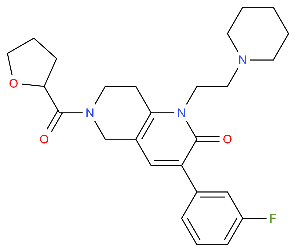 3-(3-fluorophenyl)-1-[2-(1-piperidinyl)ethyl]-6-(tetrahydro-2-furanylcarbonyl)-5,6,7,8-tetrahydro-1,6-naphthyridin-2(1H)-one_Molecular_structure_CAS_)