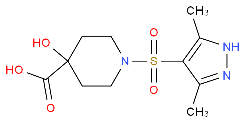 1-[(3,5-dimethyl-1H-pyrazol-4-yl)sulfonyl]-4-hydroxypiperidine-4-carboxylic acid_Molecular_structure_CAS_)