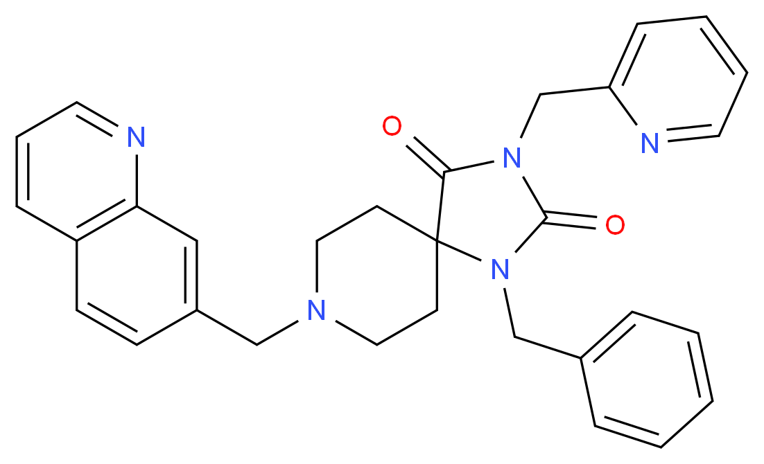 1-benzyl-3-(2-pyridinylmethyl)-8-(7-quinolinylmethyl)-1,3,8-triazaspiro[4.5]decane-2,4-dione_Molecular_structure_CAS_)