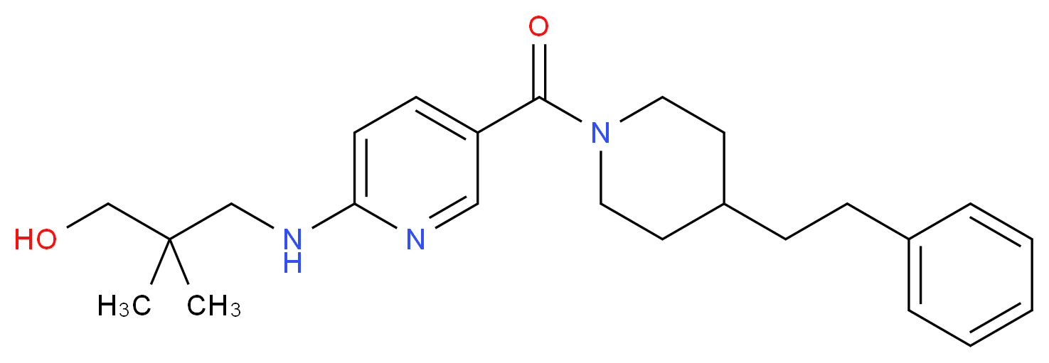 2,2-dimethyl-3-[(5-{[4-(2-phenylethyl)piperidin-1-yl]carbonyl}pyridin-2-yl)amino]propan-1-ol_Molecular_structure_CAS_)