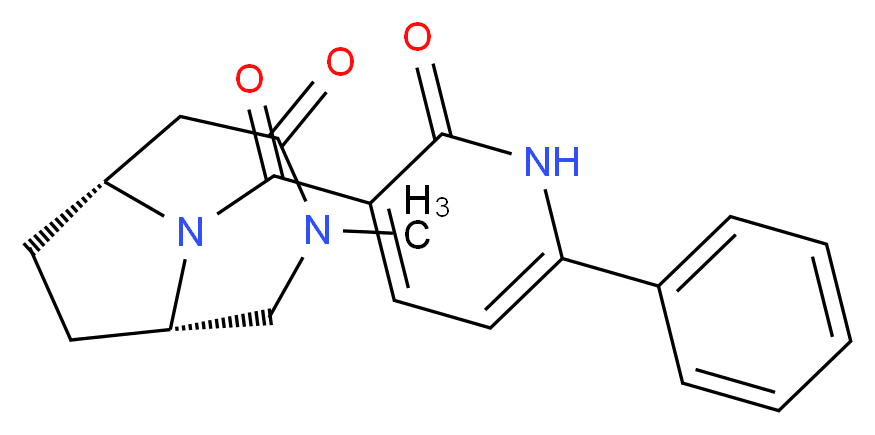 (1S*,6R*)-3-methyl-9-[(2-oxo-6-phenyl-1,2-dihydropyridin-3-yl)carbonyl]-3,9-diazabicyclo[4.2.1]nonan-4-one_Molecular_structure_CAS_)