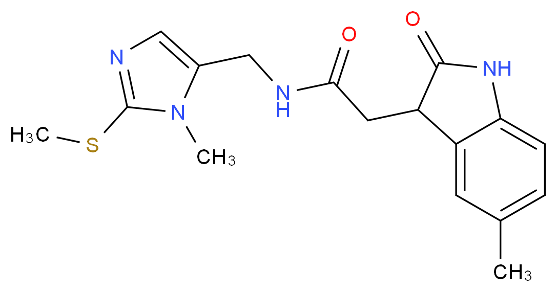 N-{[1-methyl-2-(methylthio)-1H-imidazol-5-yl]methyl}-2-(5-methyl-2-oxo-2,3-dihydro-1H-indol-3-yl)acetamide_Molecular_structure_CAS_)