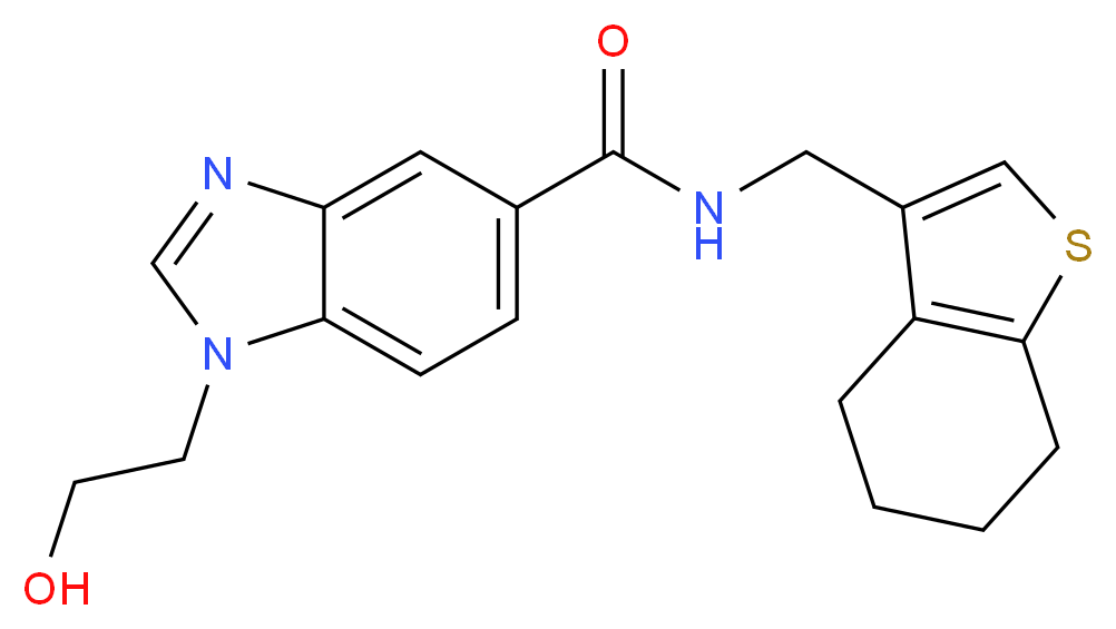 1-(2-hydroxyethyl)-N-(4,5,6,7-tetrahydro-1-benzothien-3-ylmethyl)-1H-benzimidazole-5-carboxamide_Molecular_structure_CAS_)