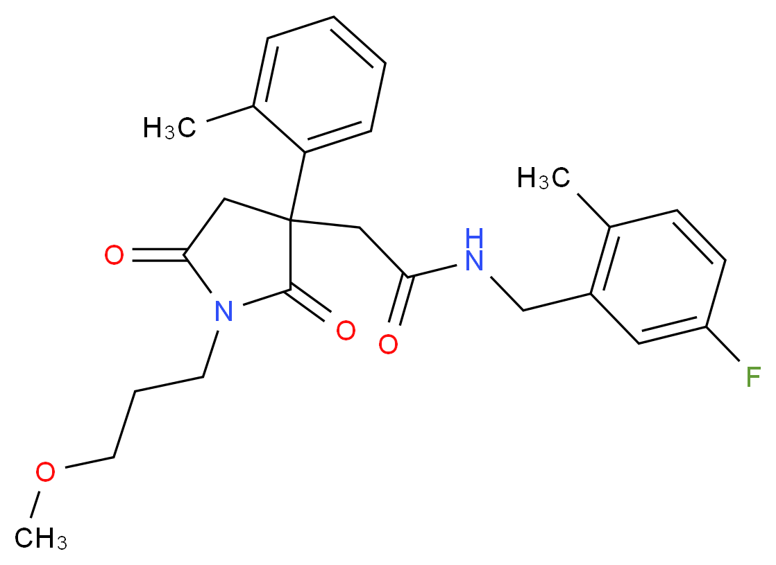 N-(5-fluoro-2-methylbenzyl)-2-[1-(3-methoxypropyl)-3-(2-methylphenyl)-2,5-dioxo-3-pyrrolidinyl]acetamide_Molecular_structure_CAS_)