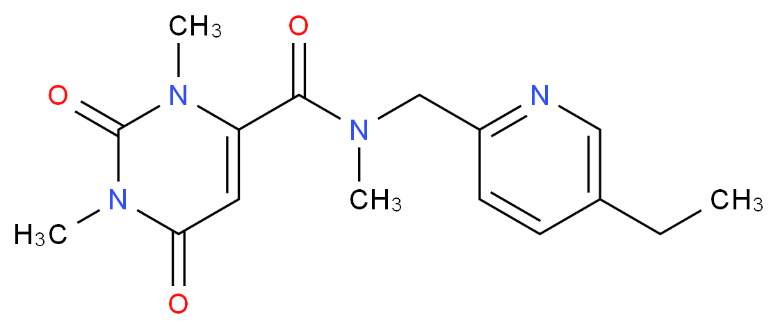N-[(5-ethylpyridin-2-yl)methyl]-N,1,3-trimethyl-2,6-dioxo-1,2,3,6-tetrahydropyrimidine-4-carboxamide_Molecular_structure_CAS_)
