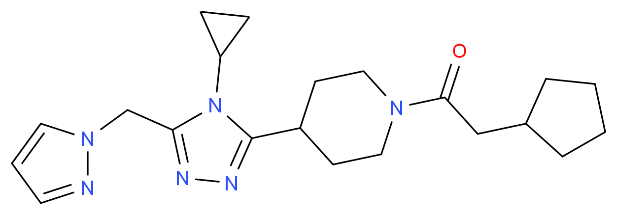 1-(cyclopentylacetyl)-4-[4-cyclopropyl-5-(1H-pyrazol-1-ylmethyl)-4H-1,2,4-triazol-3-yl]piperidine_Molecular_structure_CAS_)