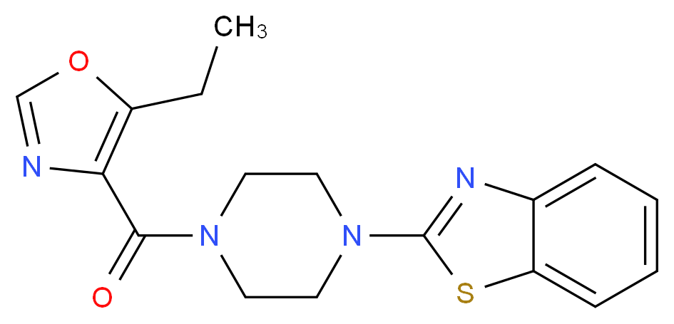 2-{4-[(5-ethyl-1,3-oxazol-4-yl)carbonyl]-1-piperazinyl}-1,3-benzothiazole_Molecular_structure_CAS_)