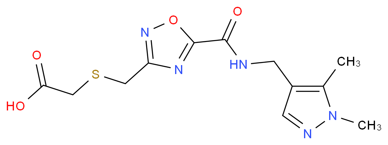 ({[5-({[(1,5-Dimethyl-1H-pyrazol-4-yl)methyl]amino }carbonyl)-1,2,4-oxadiazol-3-yl]methyl}thio)acetic_Molecular_structure_CAS_)