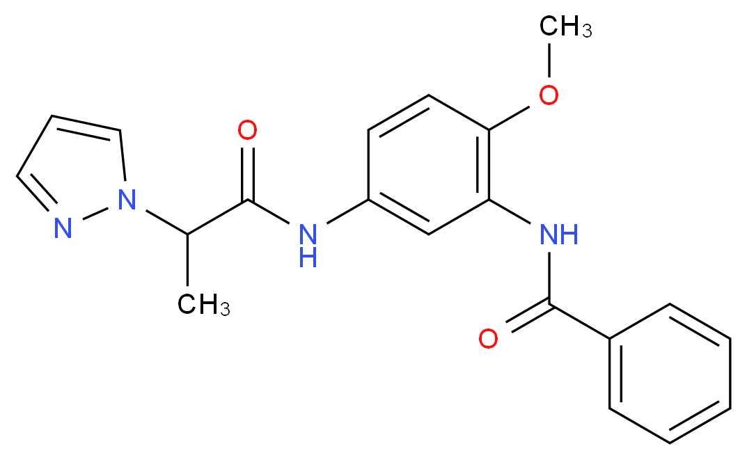 N-(2-methoxy-5-{[2-(1H-pyrazol-1-yl)propanoyl]amino}phenyl)benzamide_Molecular_structure_CAS_)
