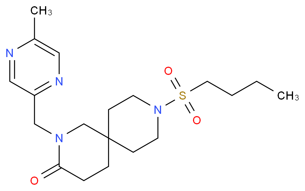 9-(butylsulfonyl)-2-[(5-methylpyrazin-2-yl)methyl]-2,9-diazaspiro[5.5]undecan-3-one_Molecular_structure_CAS_)