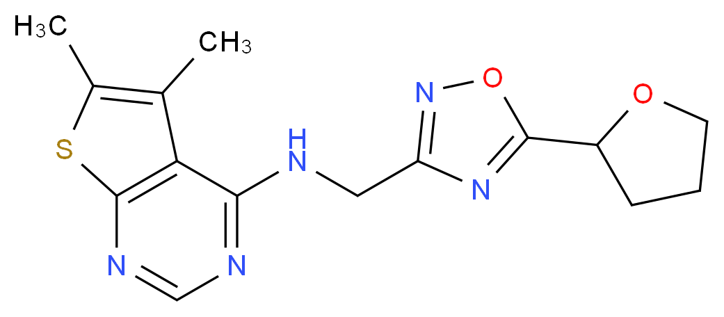 5,6-dimethyl-N-{[5-(tetrahydrofuran-2-yl)-1,2,4-oxadiazol-3-yl]methyl}thieno[2,3-d]pyrimidin-4-amine_Molecular_structure_CAS_)