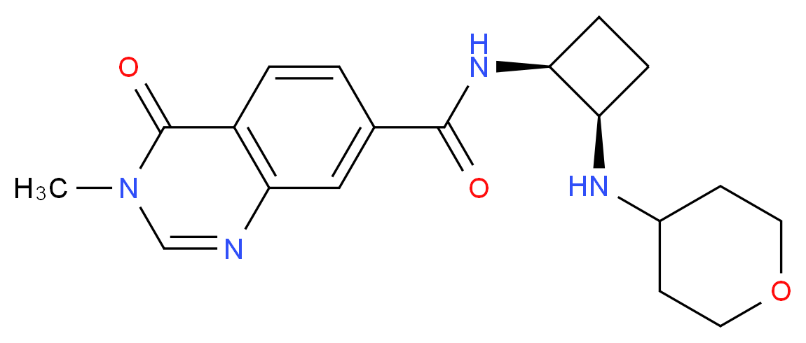 3-methyl-4-oxo-N-[(1S*,2R*)-2-(tetrahydro-2H-pyran-4-ylamino)cyclobutyl]-3,4-dihydro-7-quinazolinecarboxamide_Molecular_structure_CAS_)