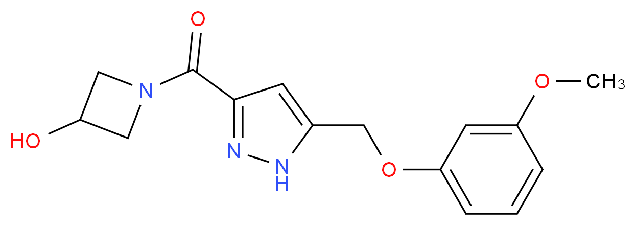 1-({5-[(3-methoxyphenoxy)methyl]-1H-pyrazol-3-yl}carbonyl)azetidin-3-ol_Molecular_structure_CAS_)