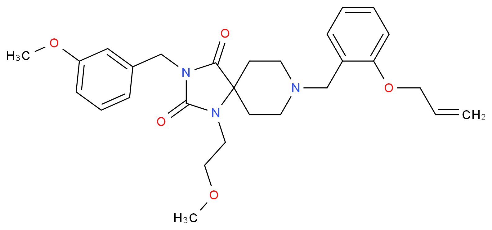 8-[2-(allyloxy)benzyl]-3-(3-methoxybenzyl)-1-(2-methoxyethyl)-1,3,8-triazaspiro[4.5]decane-2,4-dione_Molecular_structure_CAS_)